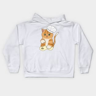 Cat making biscuits (fluffy orange cat) Kids Hoodie